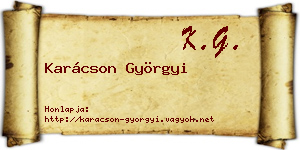 Karácson Györgyi névjegykártya
